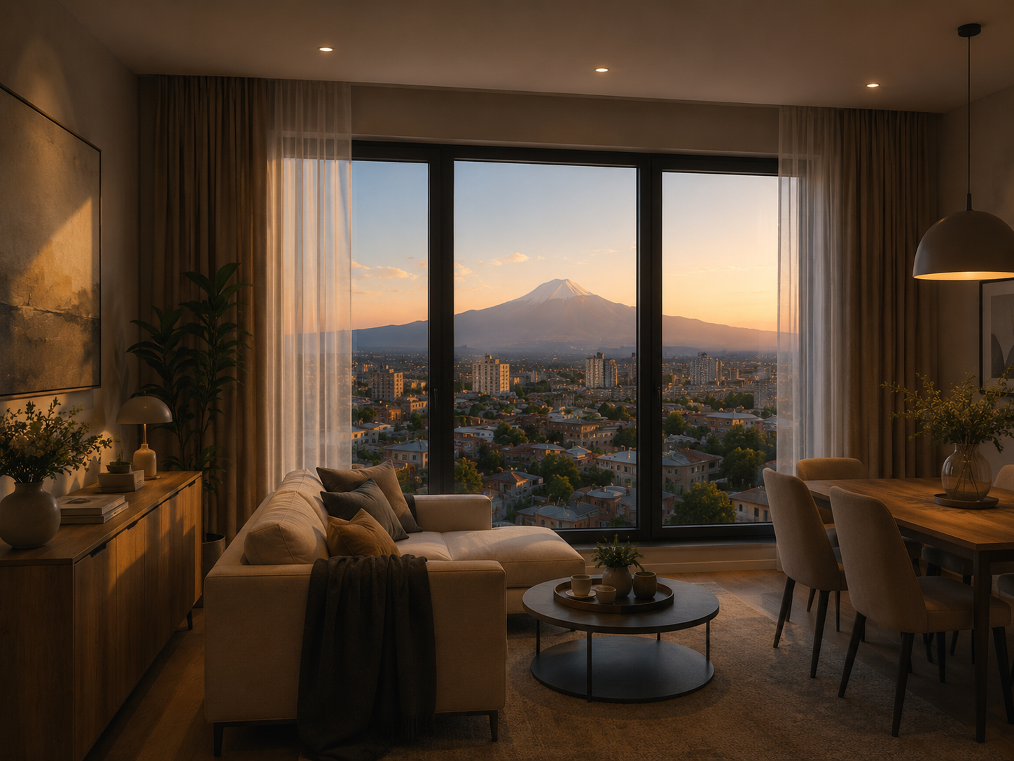 A. Manukyan 44 living room interior with panoramic Mount Ararat view