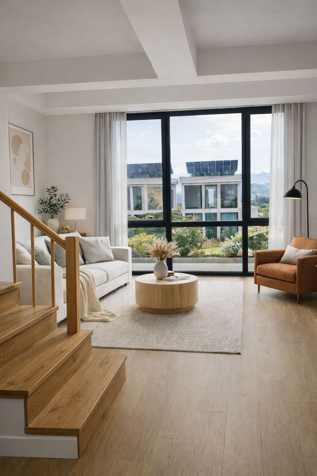 Living room with floor-to-ceiling windows